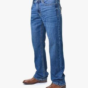 Men's Blue Jeans with Tan Stitching